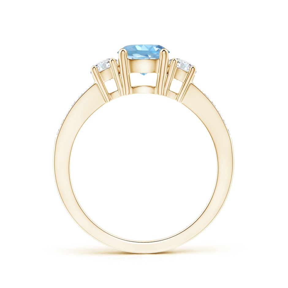 6mm AAAA Classic Three Stone Round Aquamarine and Diamond Engagement Ring in Yellow Gold side 199