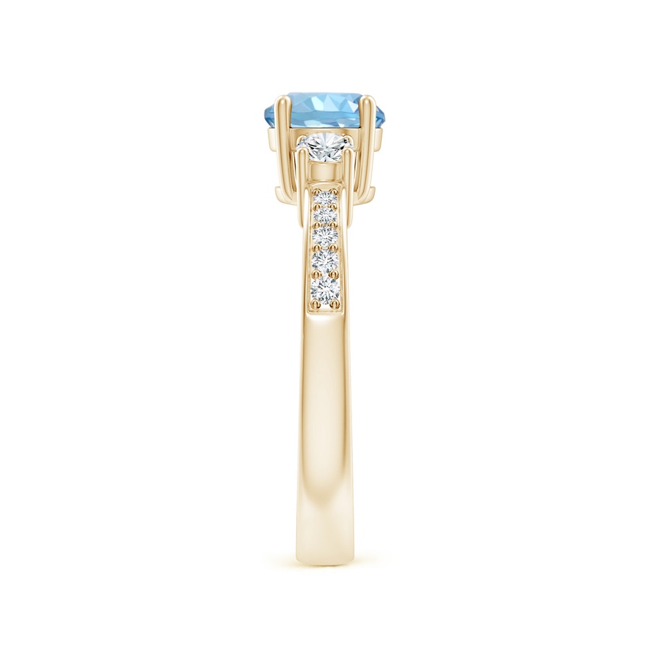 6mm AAAA Classic Three Stone Round Aquamarine and Diamond Engagement Ring in Yellow Gold side 299