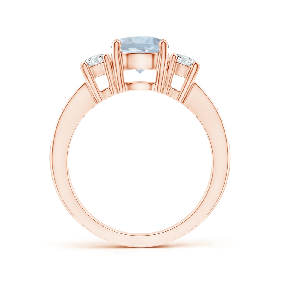7mm A Classic Three Stone Round Aquamarine and Diamond Engagement Ring in 18K Rose Gold side 199
