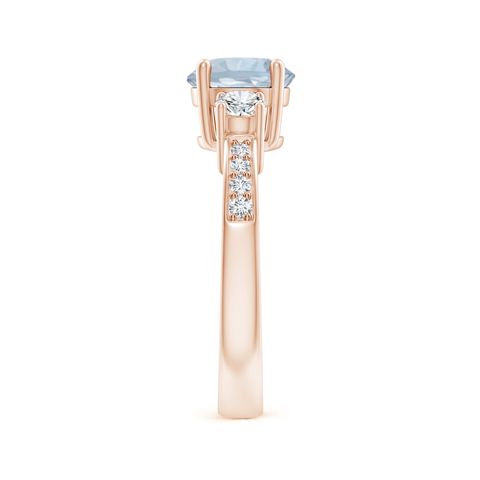 7mm A Classic Three Stone Round Aquamarine and Diamond Engagement Ring in 18K Rose Gold side 299