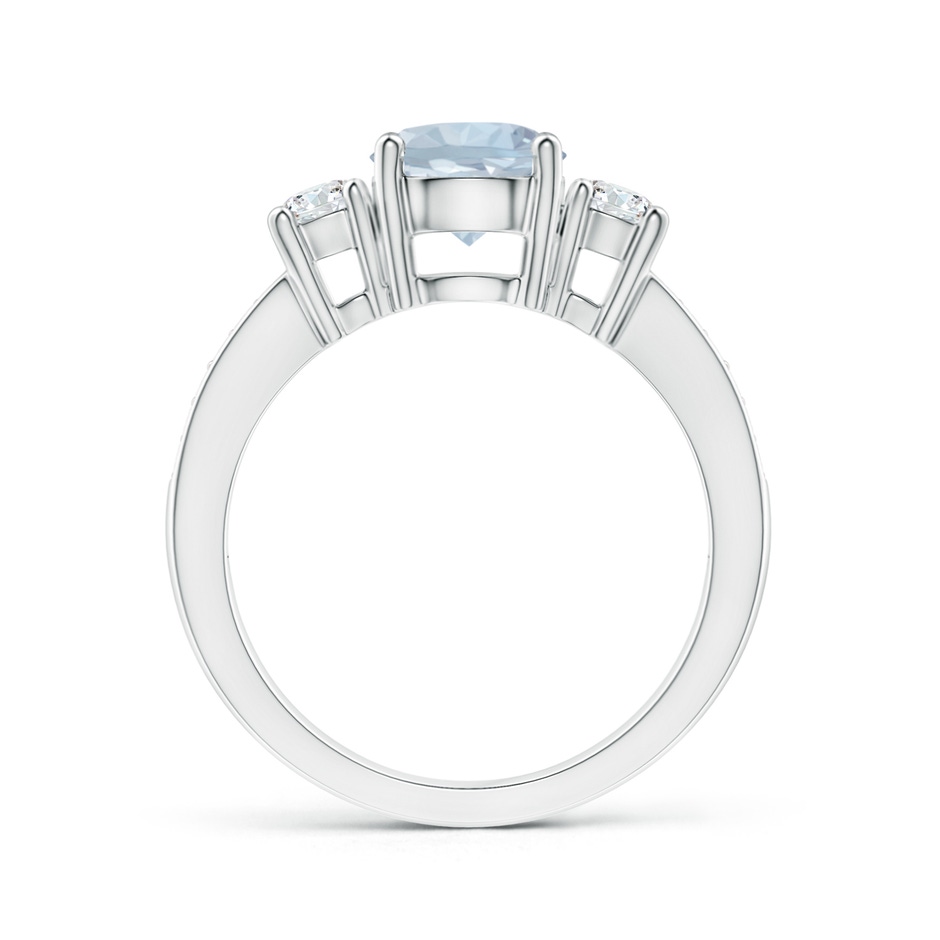 7mm A Classic Three Stone Round Aquamarine and Diamond Engagement Ring in 18K White Gold side 199