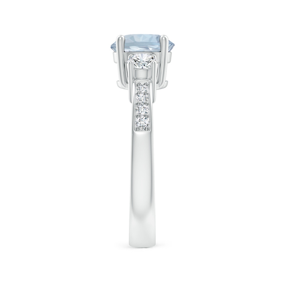 7mm A Classic Three Stone Round Aquamarine and Diamond Engagement Ring in White Gold side 299