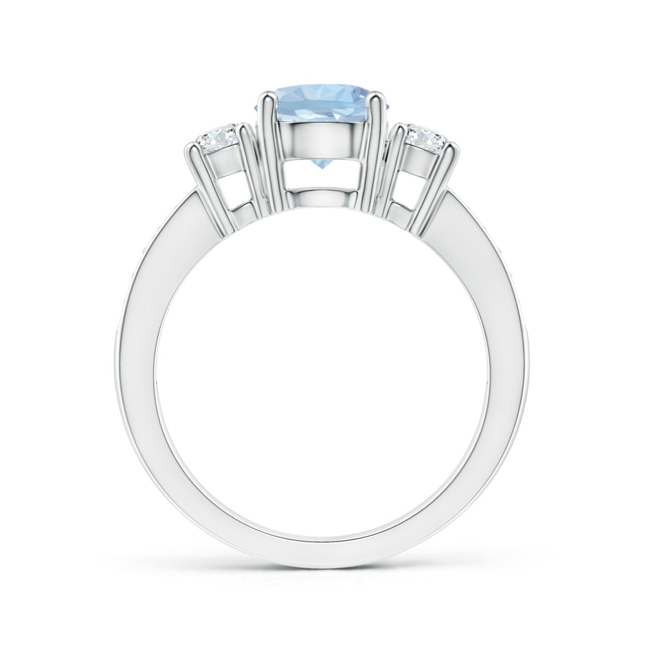 7mm AA Classic Three Stone Round Aquamarine and Diamond Engagement Ring in White Gold side 199
