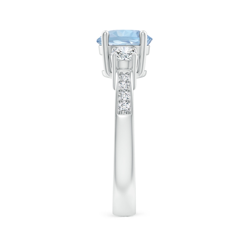 7mm AA Classic Three Stone Round Aquamarine and Diamond Engagement Ring in White Gold side 299
