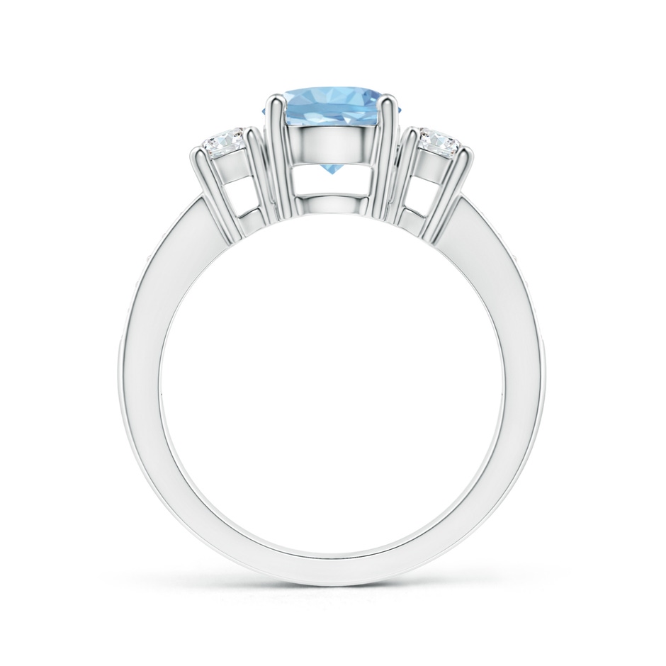 7mm AAA Classic Three Stone Round Aquamarine and Diamond Engagement Ring in 18K White Gold side 199
