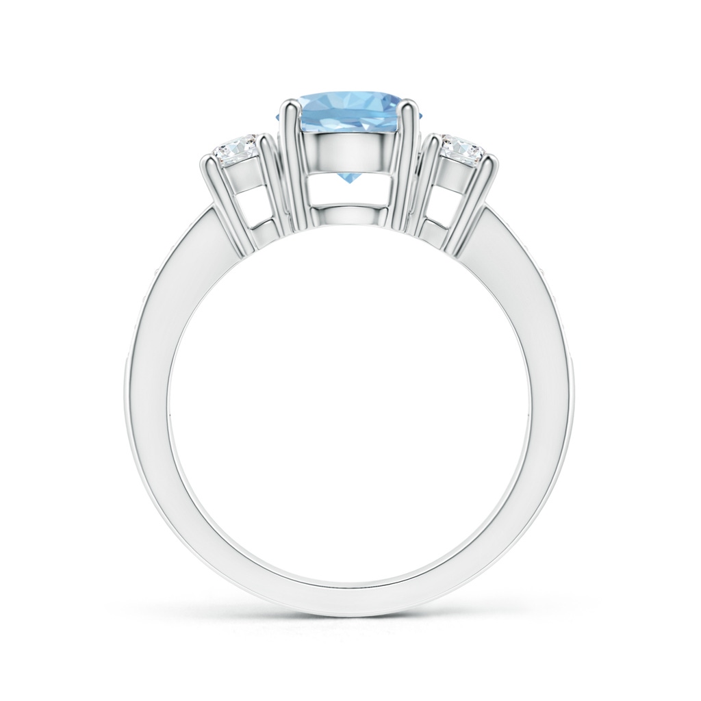 7mm AAA Classic Three Stone Aquamarine and Diamond Ring in White Gold Side-1