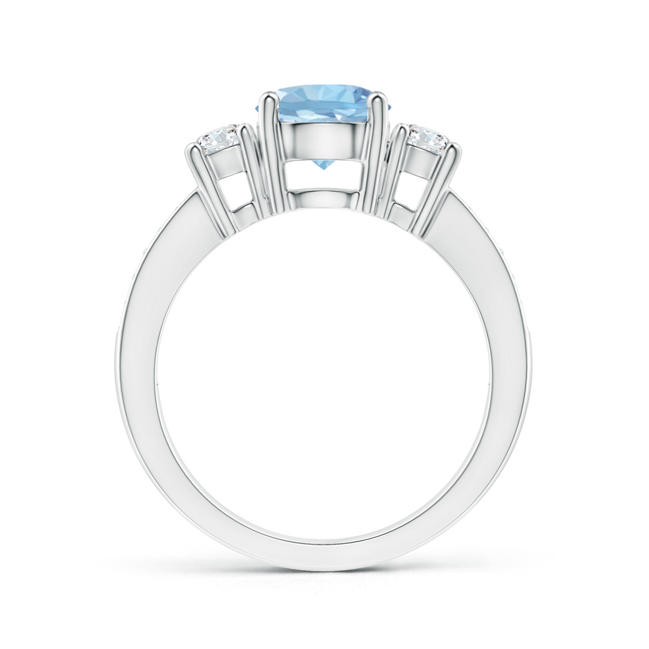 7mm AAA Classic Three Stone Aquamarine and Diamond Ring in White Gold side-1