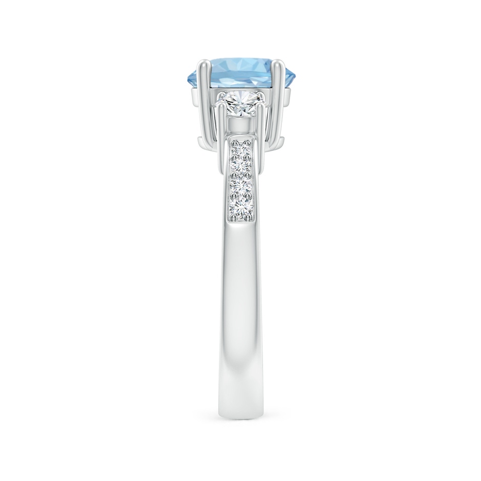 7mm AAA Classic Three Stone Aquamarine and Diamond Ring in White Gold side-2