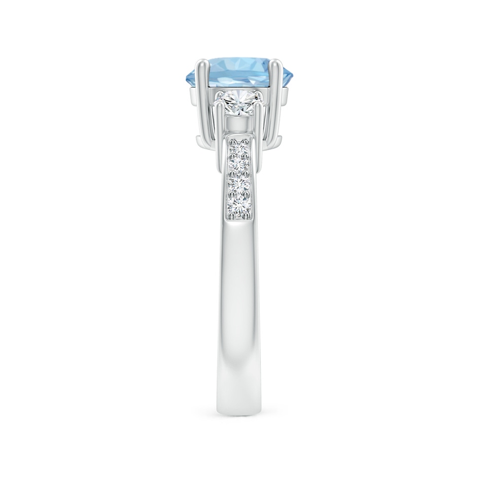 7mm AAA Classic Three Stone Round Aquamarine and Diamond Engagement Ring in White Gold side 299