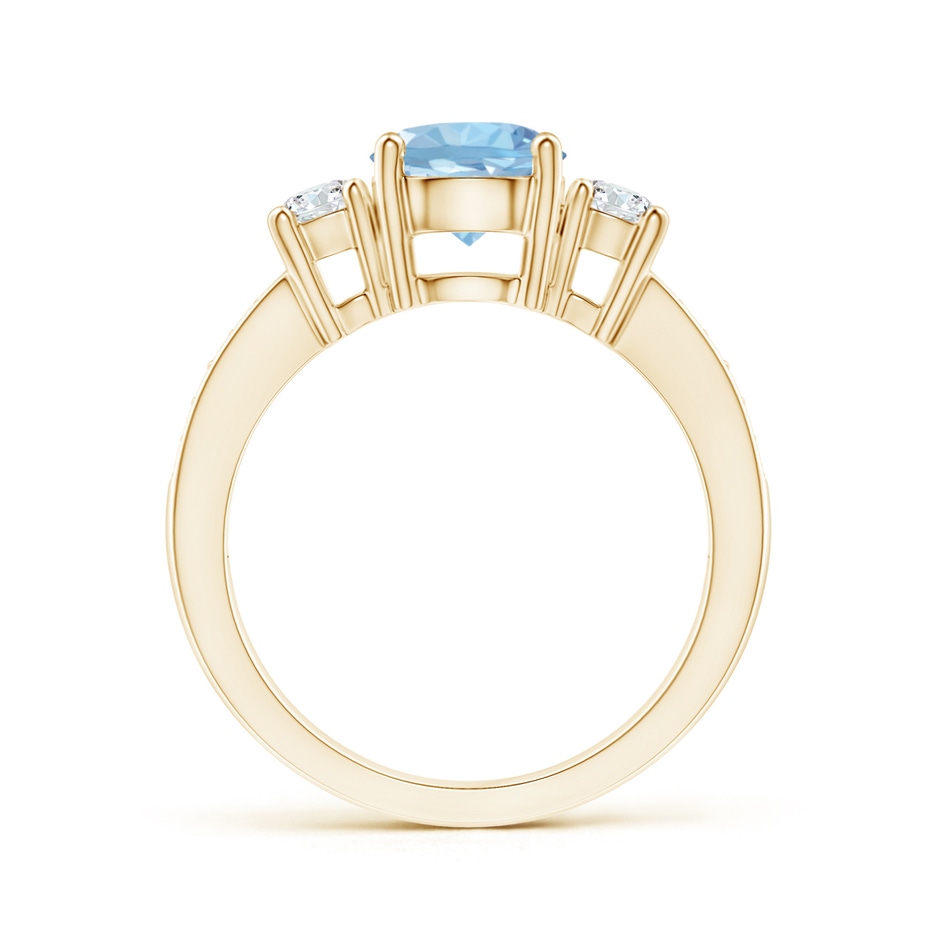 7mm AAA Classic Three Stone Round Aquamarine and Diamond Engagement Ring in Yellow Gold side 199