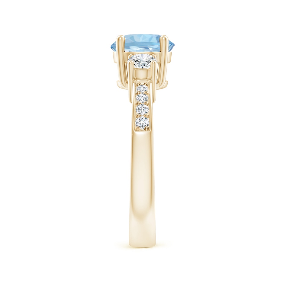 7mm AAA Classic Three Stone Round Aquamarine and Diamond Engagement Ring in Yellow Gold side 299
