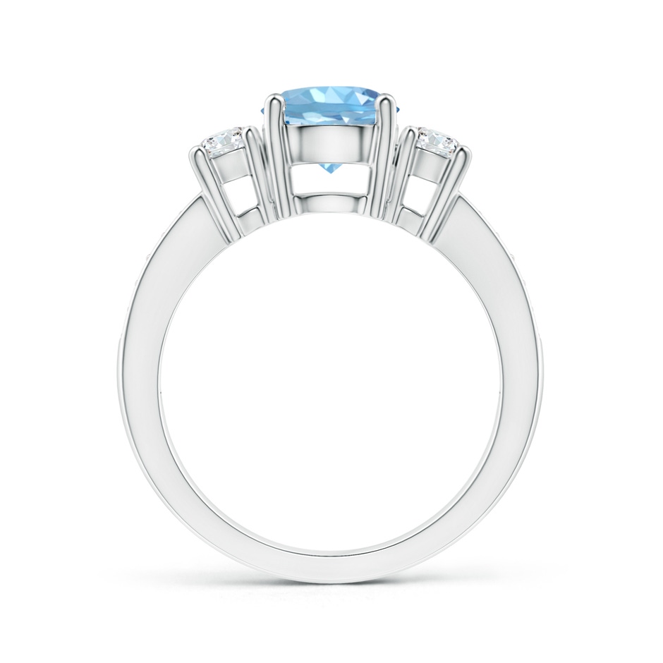 7mm AAAA Classic Three Stone Round Aquamarine and Diamond Engagement Ring in P950 Platinum side 199