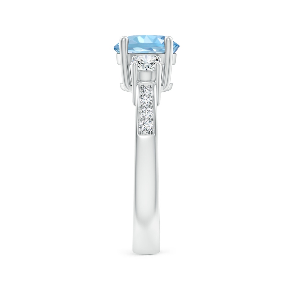 7mm AAAA Classic Three Stone Aquamarine and Diamond Ring in P950 Platinum side-2