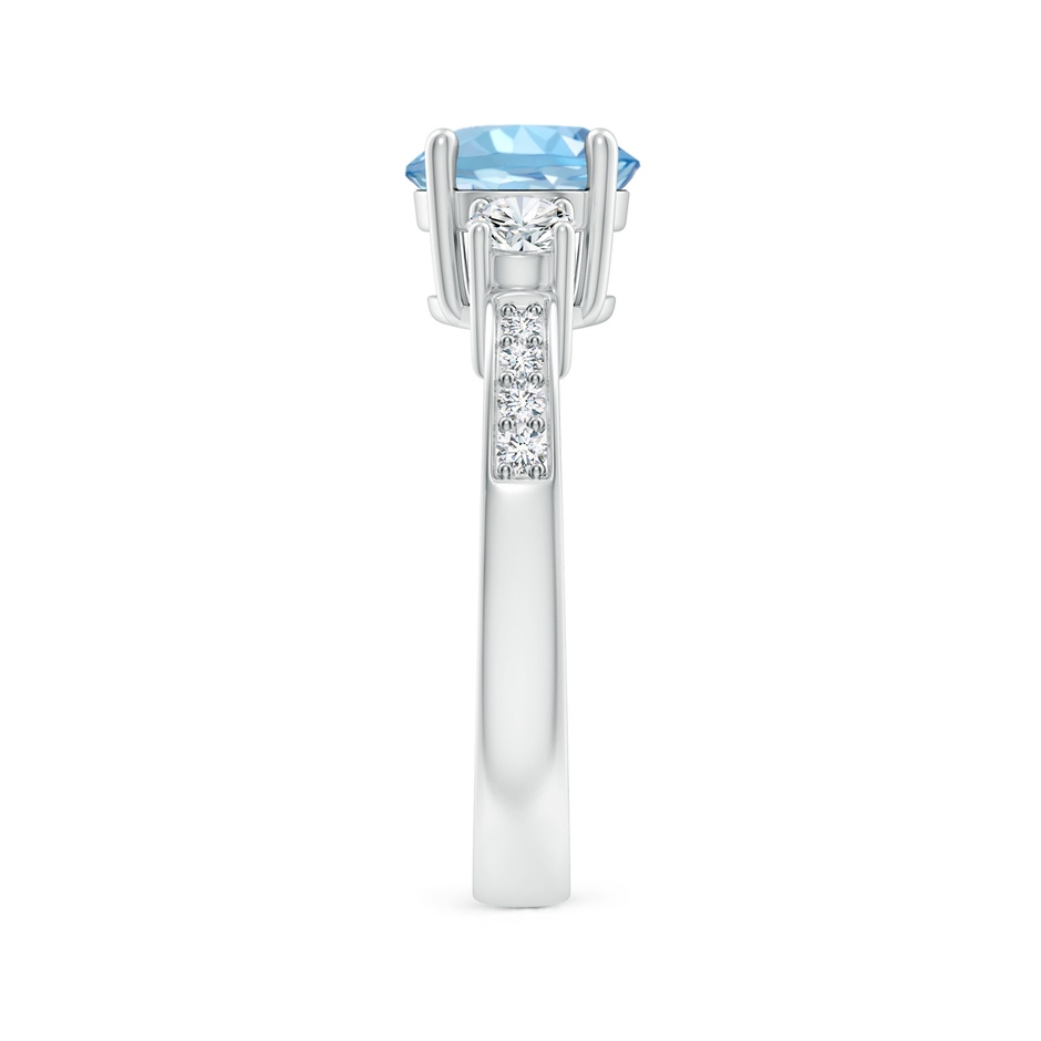 7mm AAAA Classic Three Stone Round Aquamarine and Diamond Engagement Ring in White Gold side 299