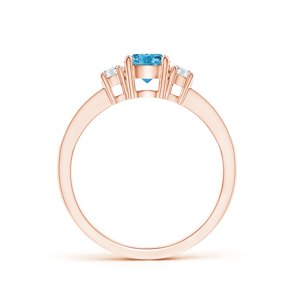 5mm AAAA Classic Three Stone Fancy Intense Blue and White Diamond Ring in Rose Gold - side 199