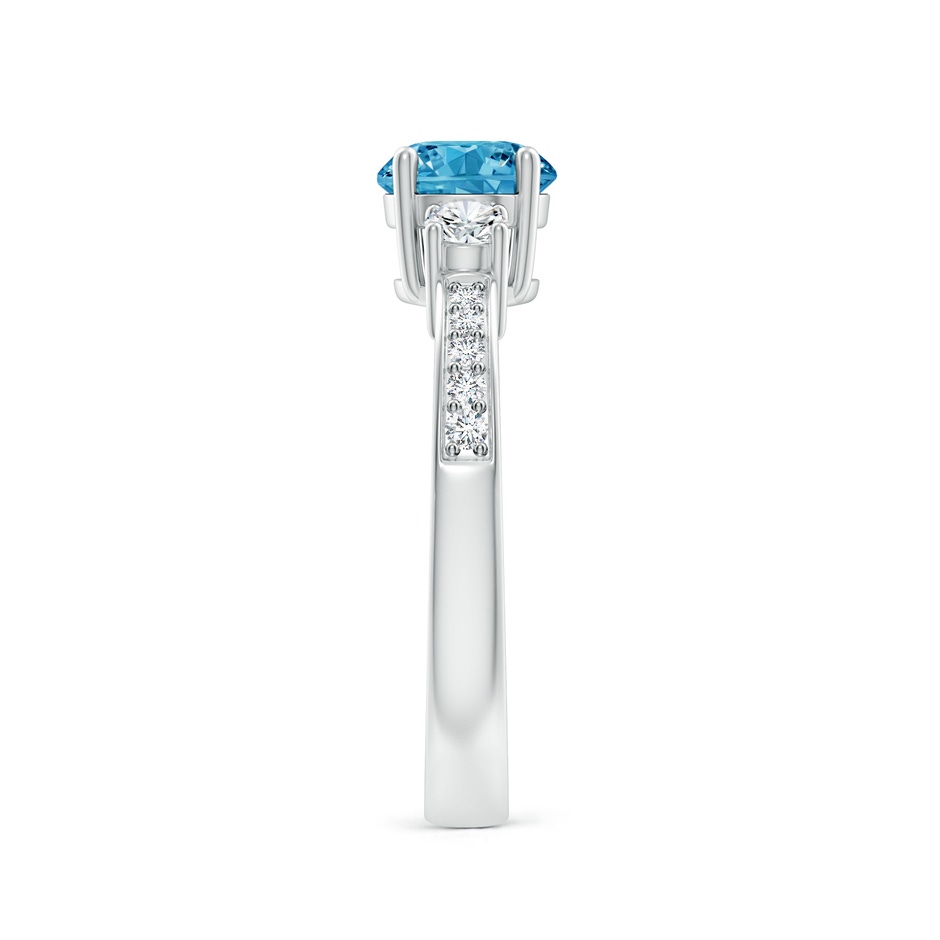 6mm AAAA Classic Three Stone Fancy Intense Blue and White Diamond Ring in P950 Platinum side 299
