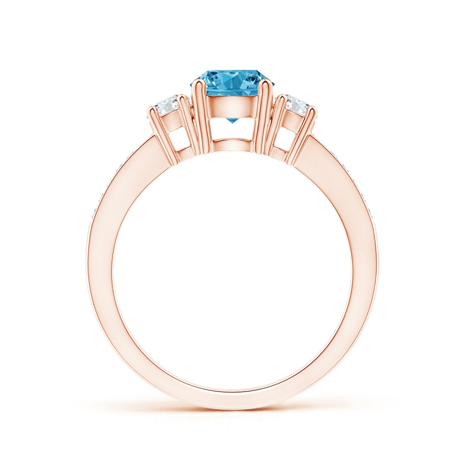 6mm AAAA Classic Three Stone Fancy Intense Blue and White Diamond Ring in Rose Gold side 199