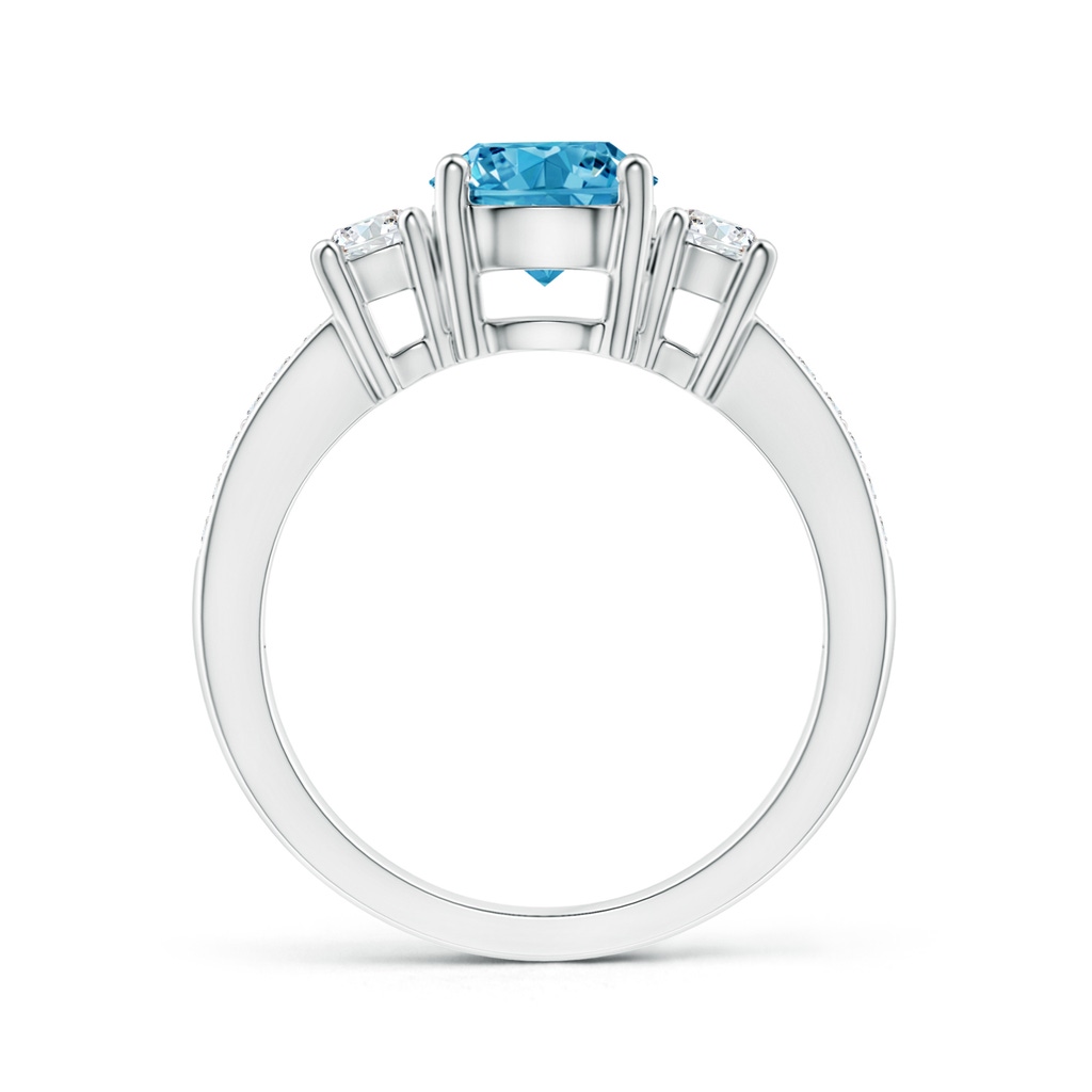 7mm AAAA Classic Three Stone Fancy Intense Blue and White Diamond Ring in White Gold - side 199