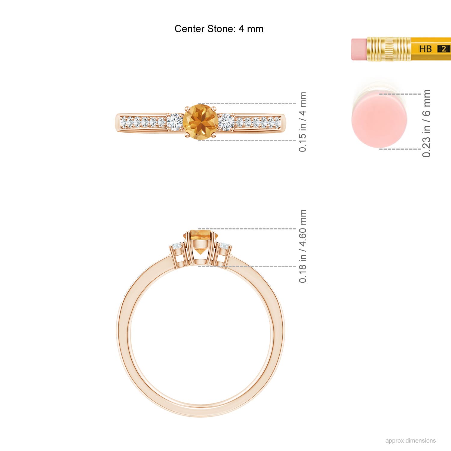 A - Citrine / 0.36 CT / 14 KT Rose Gold