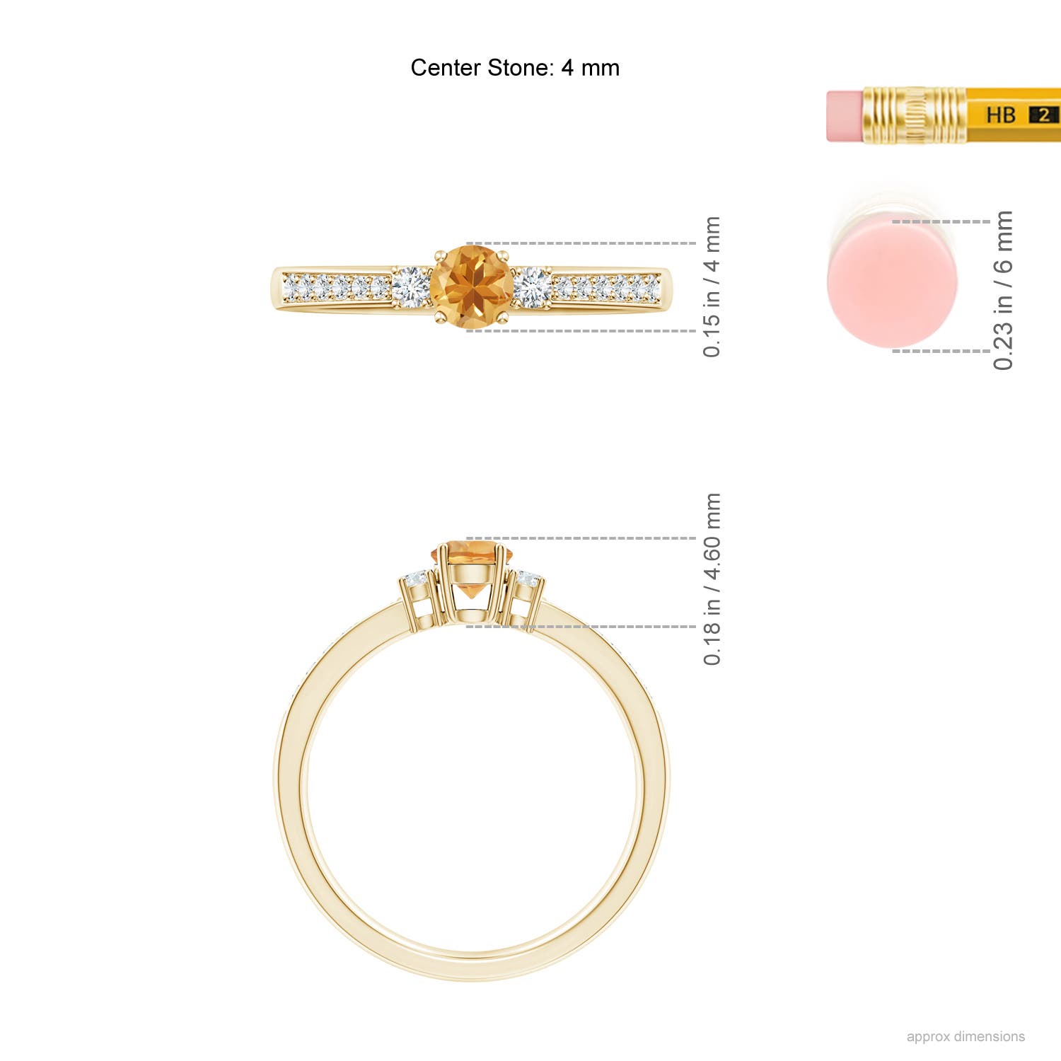 A - Citrine / 0.36 CT / 14 KT Yellow Gold