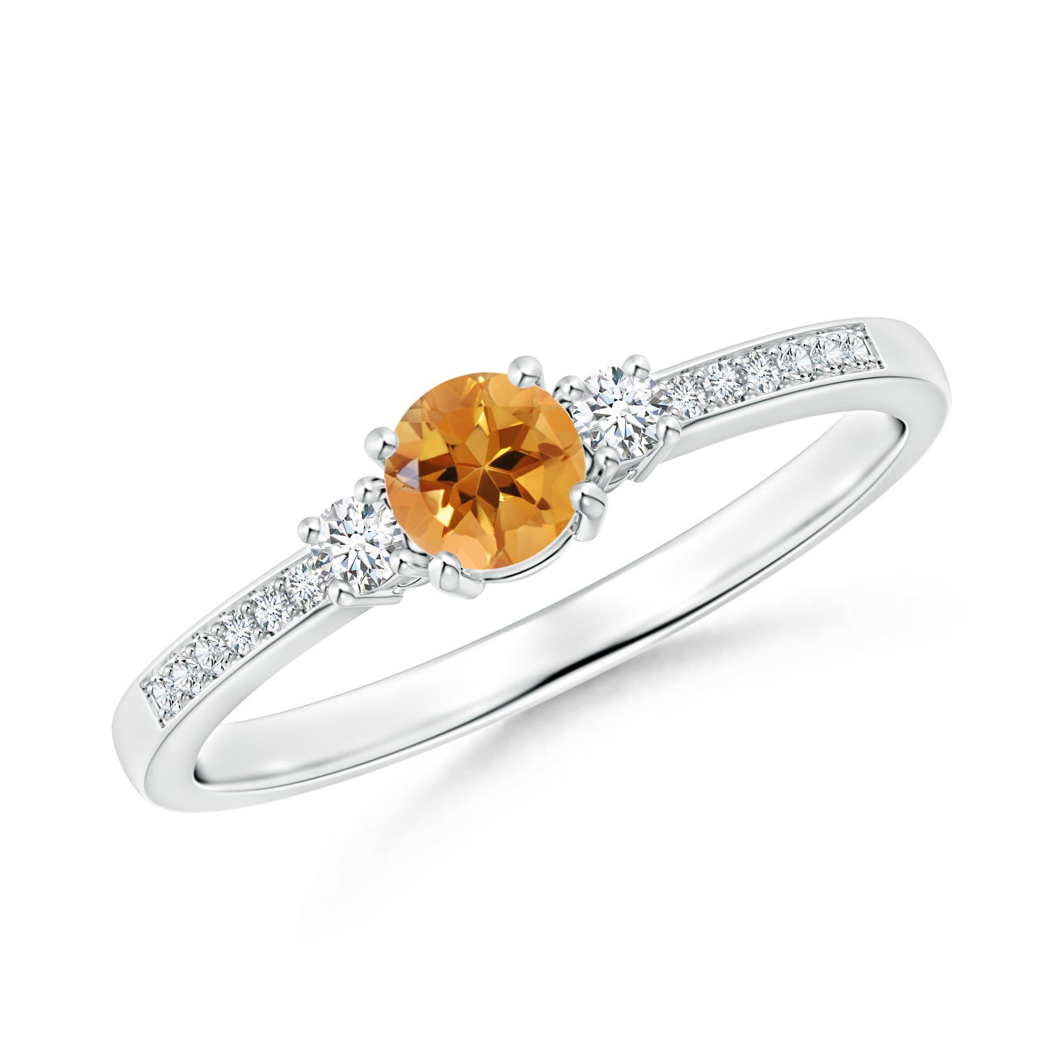 AA - Citrine / 0.36 CT / 14 KT White Gold