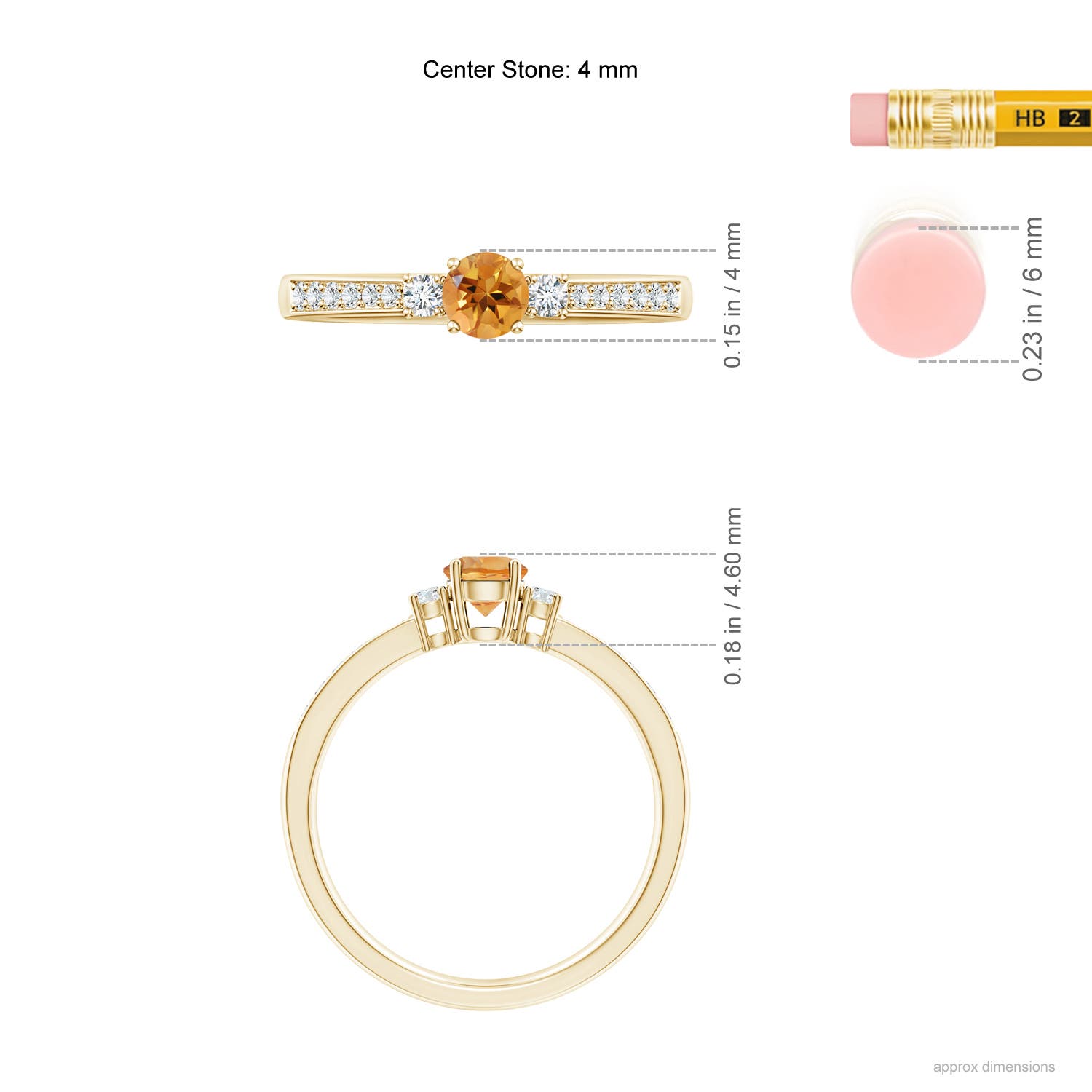 AA - Citrine / 0.36 CT / 14 KT Yellow Gold