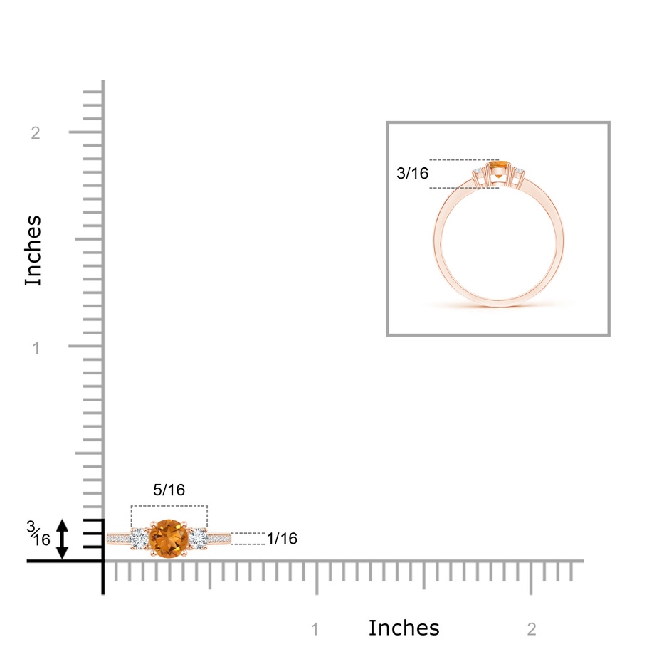4mm AAA Classic Three Stone Citrine and Diamond Ring in 9K Rose Gold product image