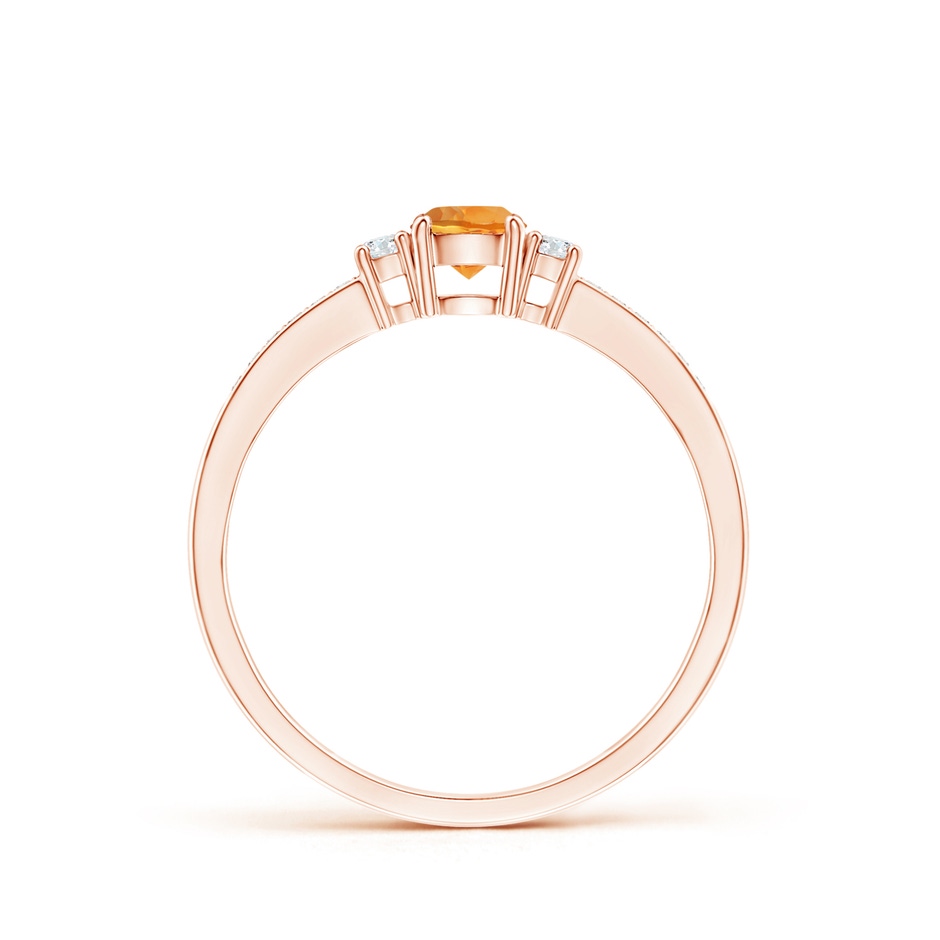 4mm AAA Classic Three Stone Citrine and Diamond Ring in Rose Gold side-1