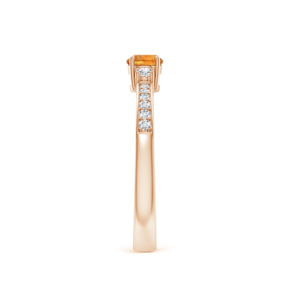 4mm AAA Classic Three Stone Citrine and Diamond Ring in Rose Gold side-2