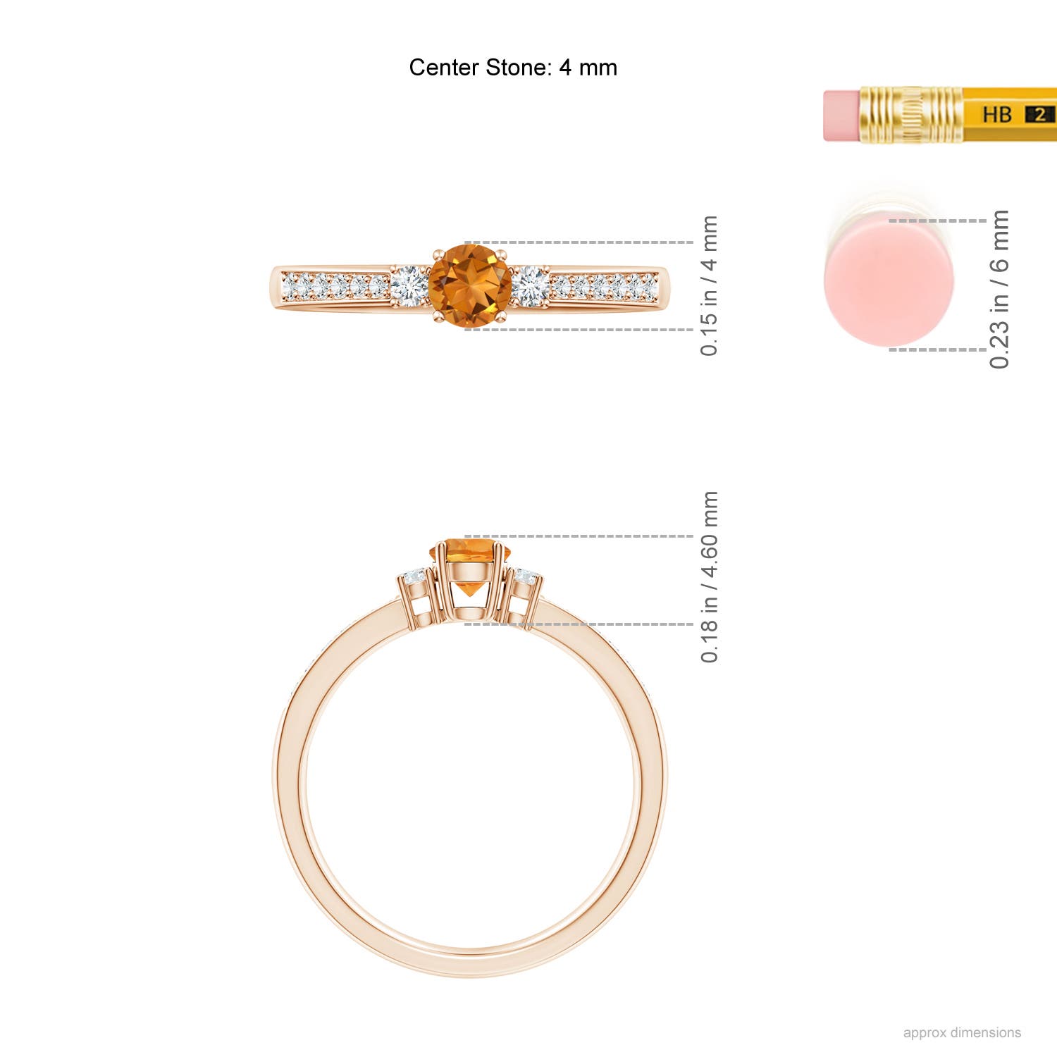 AAA - Citrine / 0.36 CT / 14 KT Rose Gold