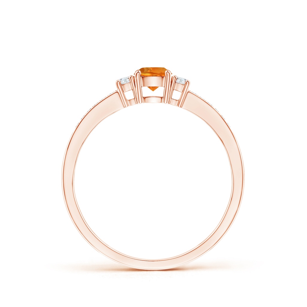 4mm AAAA Classic Three Stone Citrine and Diamond Ring in Rose Gold - side_1