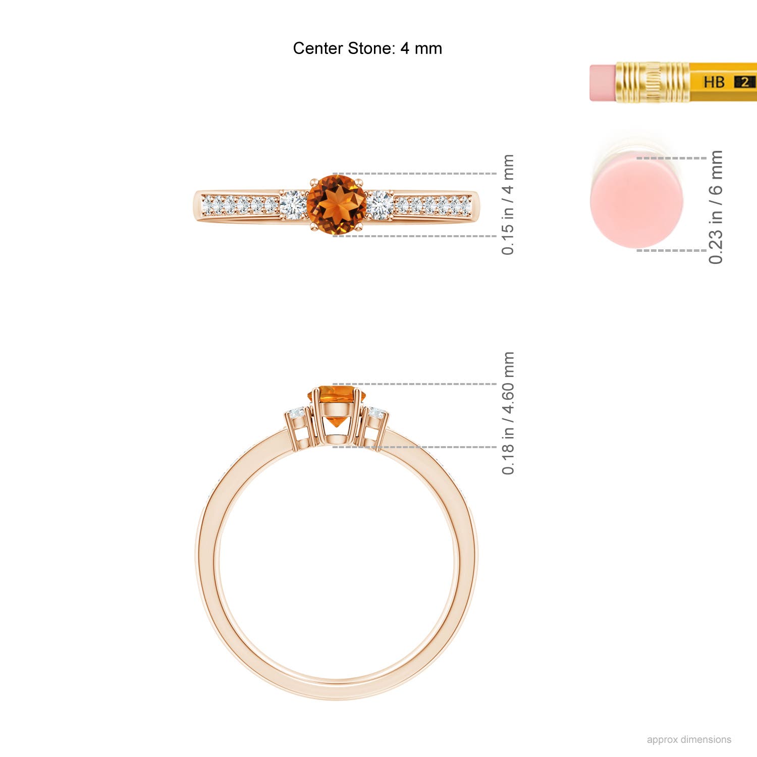 AAAA - Citrine / 0.36 CT / 14 KT Rose Gold