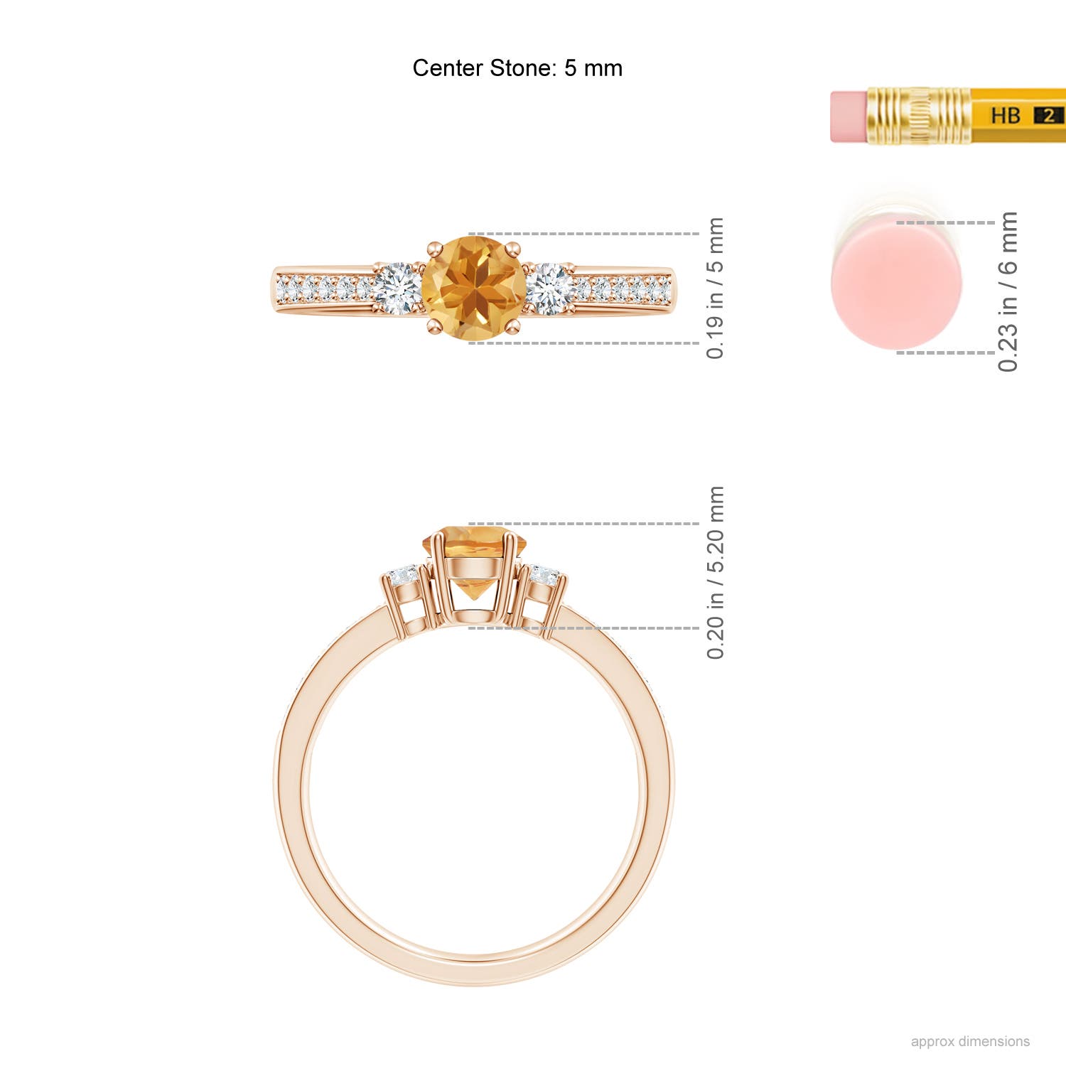 A - Citrine / 0.66 CT / 14 KT Rose Gold