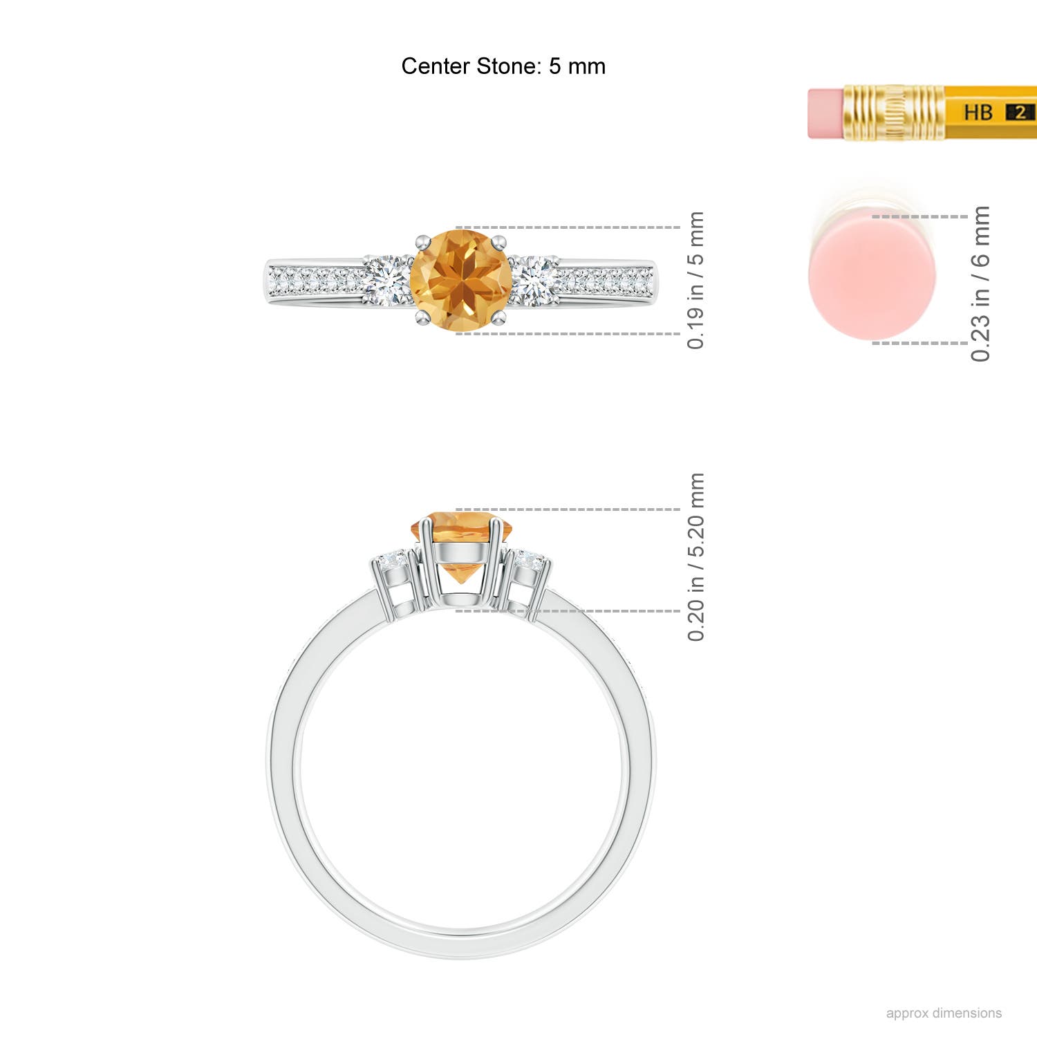 A - Citrine / 0.66 CT / 14 KT White Gold