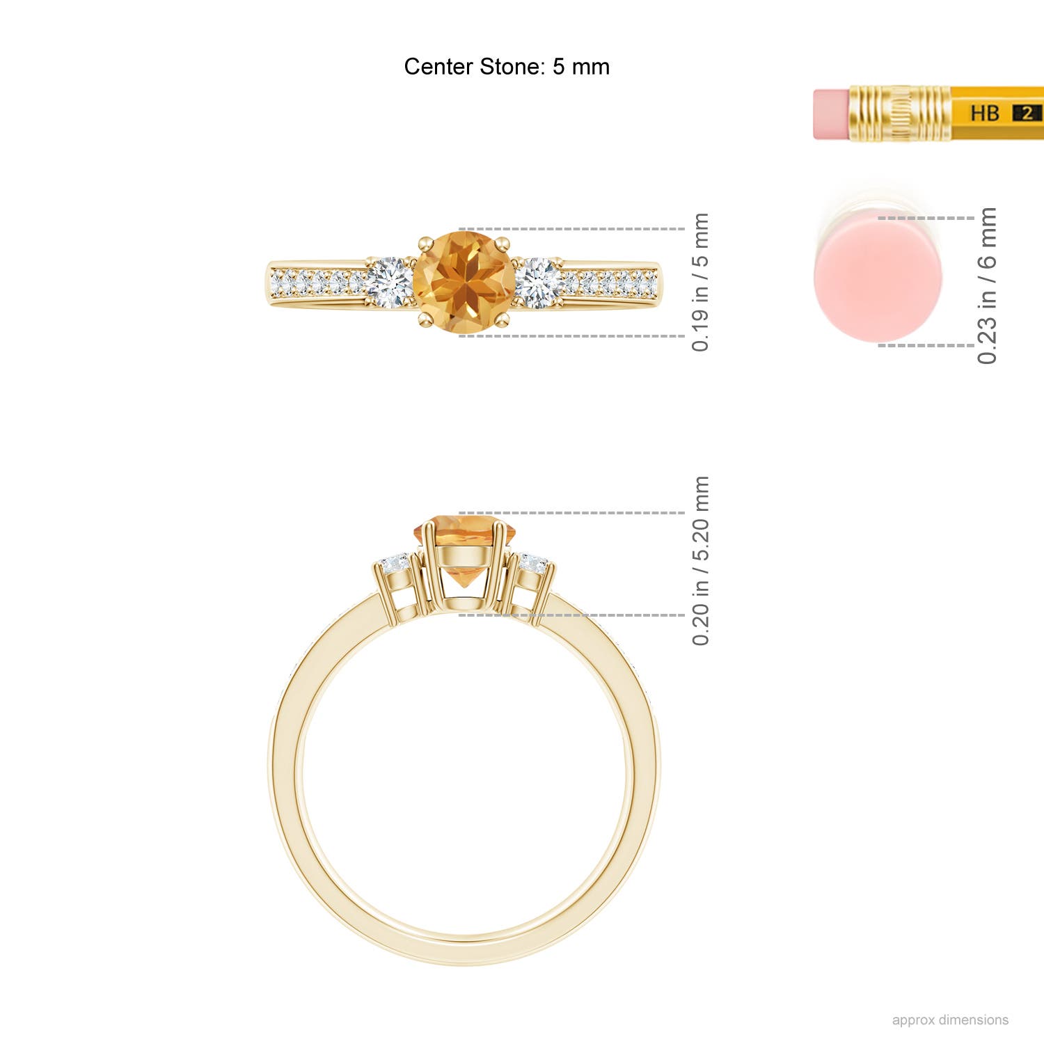 A - Citrine / 0.66 CT / 14 KT Yellow Gold