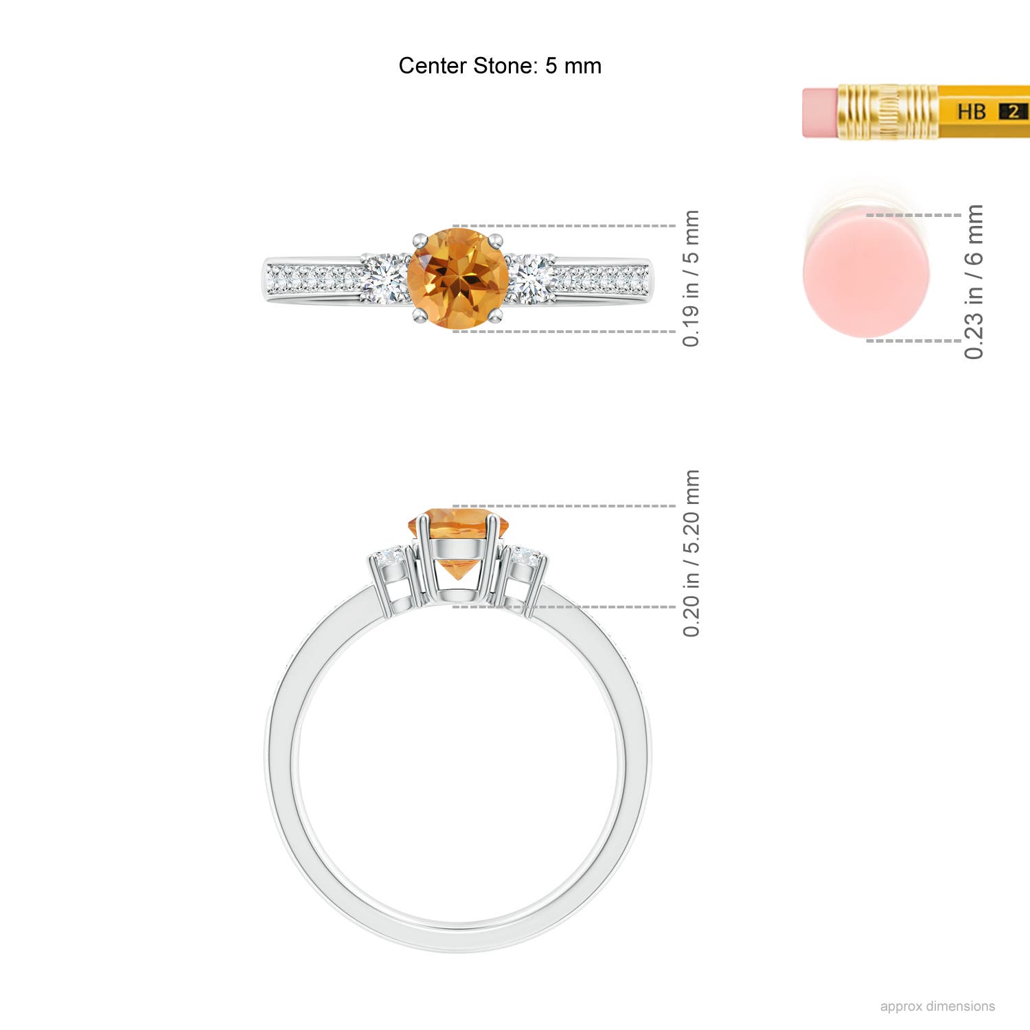 AA - Citrine / 0.66 CT / 14 KT White Gold