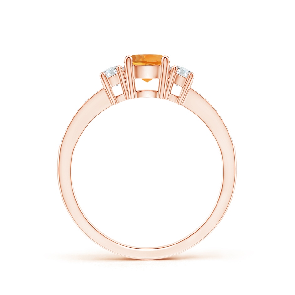 5mm AAA Classic Three Stone Citrine and Diamond Ring in Rose Gold side-1