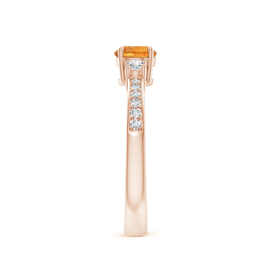 5mm AAA Classic Three Stone Citrine and Diamond Ring in Rose Gold side-2