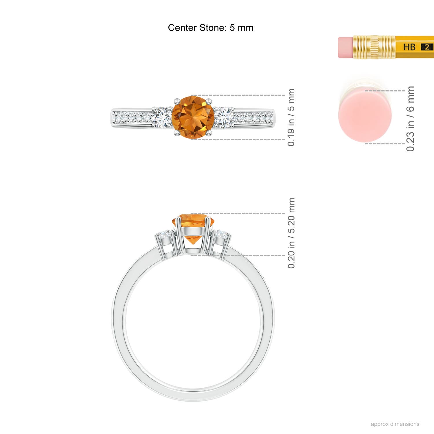 AAA - Citrine / 0.66 CT / 14 KT White Gold