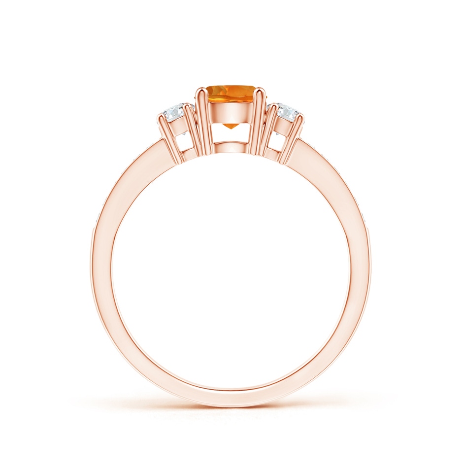5mm AAAA Classic Three Stone Citrine and Diamond Ring in Rose Gold side-1