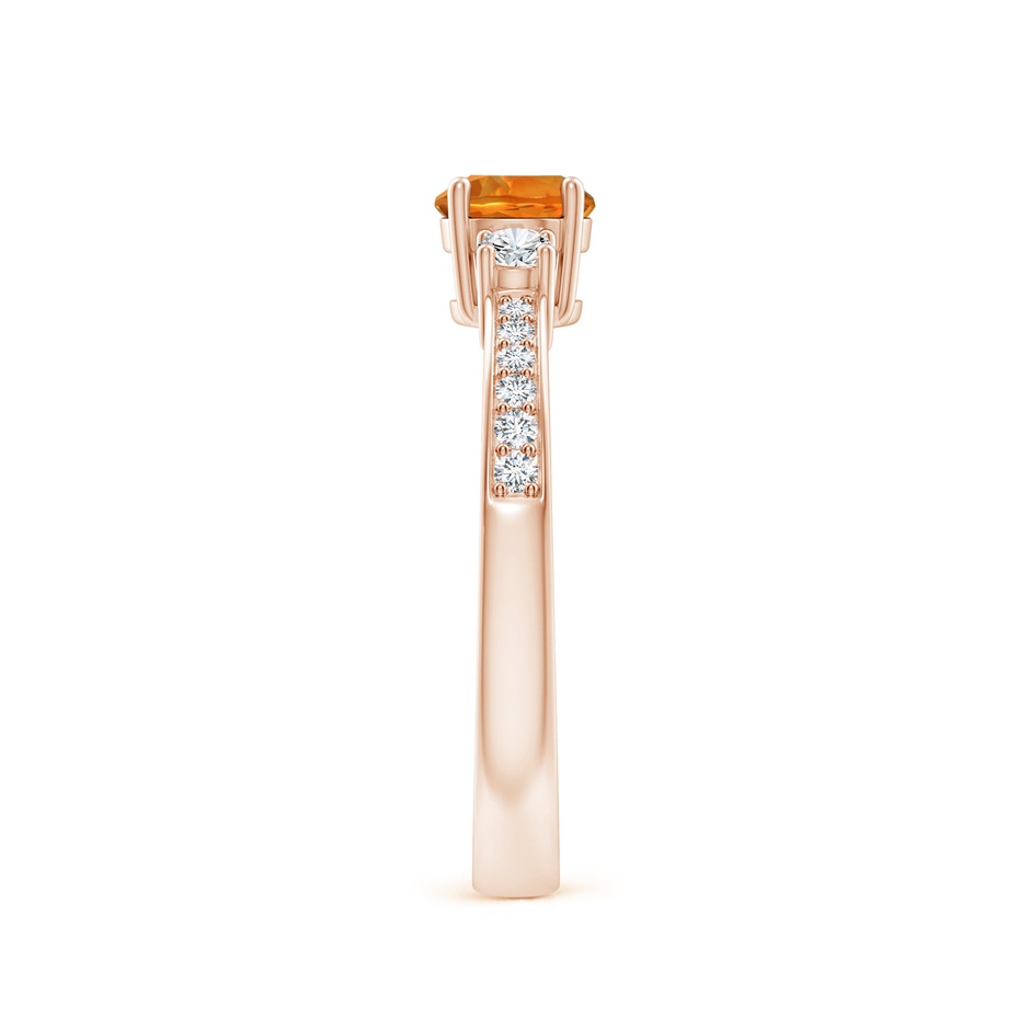 5mm AAAA Classic Three Stone Citrine and Diamond Ring in Rose Gold side-2