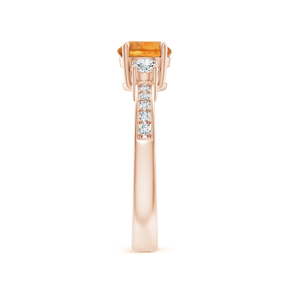 6mm AAA Classic Three Stone Citrine and Diamond Ring in Rose Gold side-2