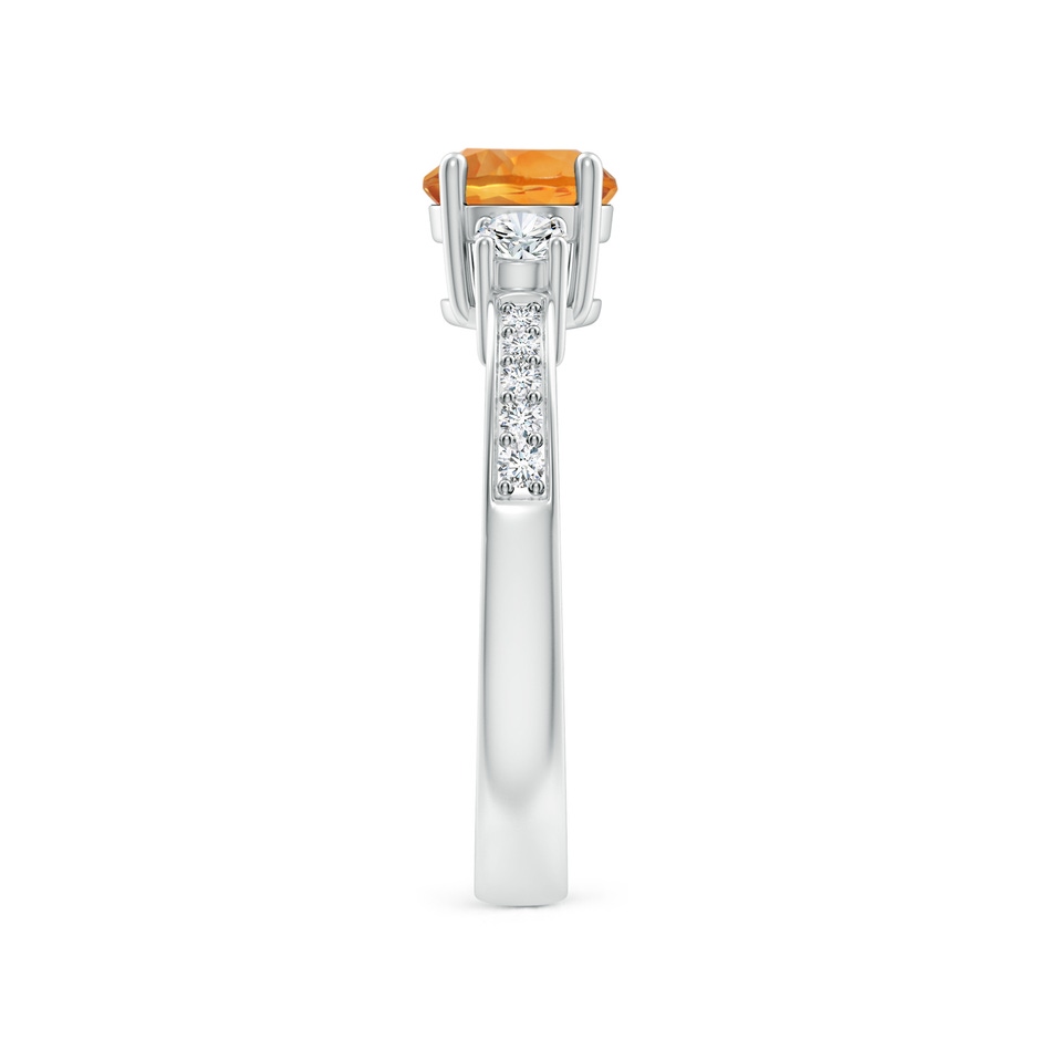 6mm AAA Classic Three Stone Citrine and Diamond Ring in White Gold side-2