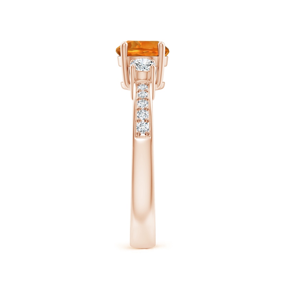 6mm AAAA Classic Three Stone Citrine and Diamond Ring in Rose Gold side-2