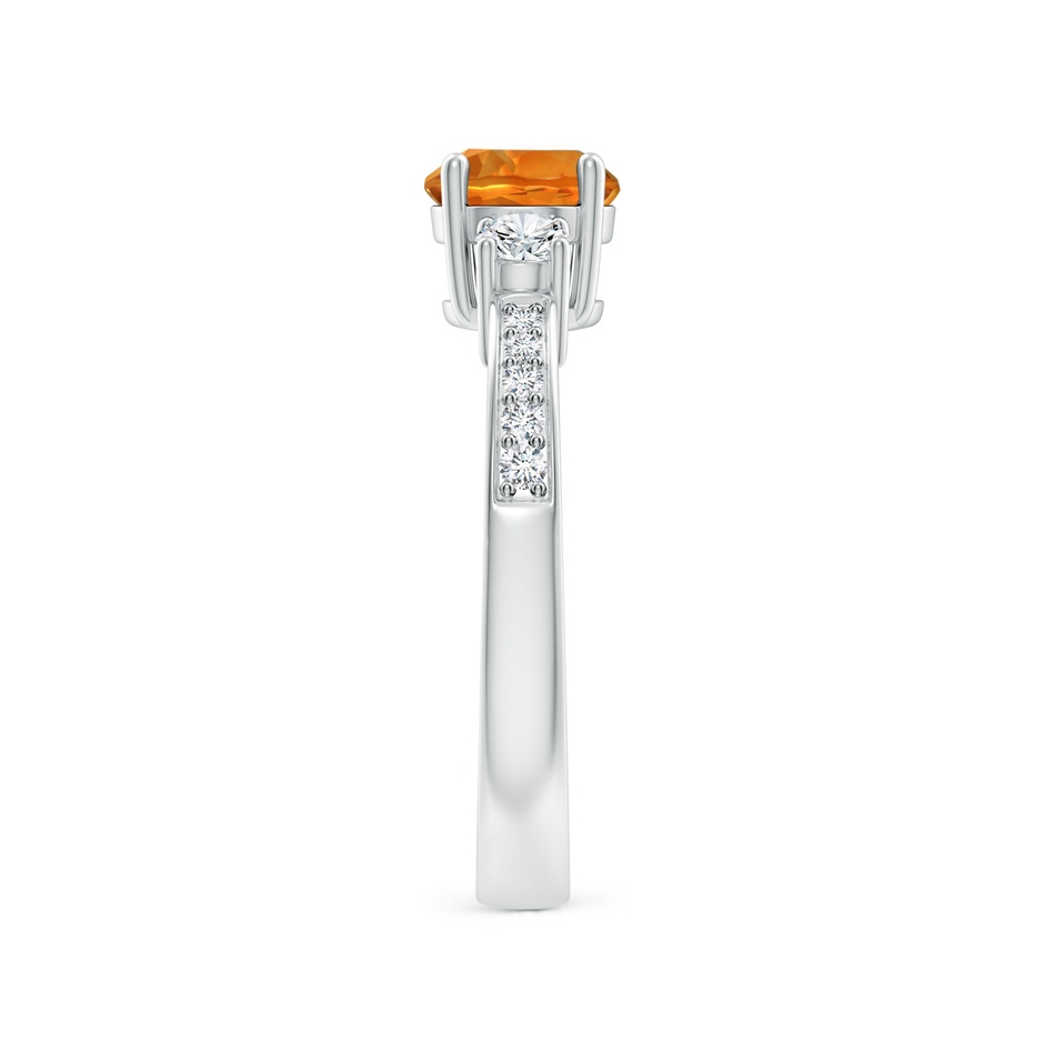 6mm AAAA Classic Three Stone Citrine and Diamond Ring in White Gold side-2