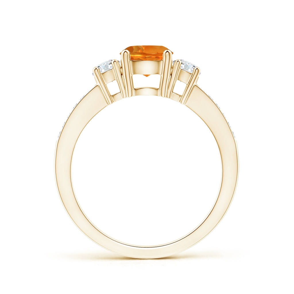 6mm AAAA Classic Three Stone Citrine and Diamond Ring in Yellow Gold Side-1