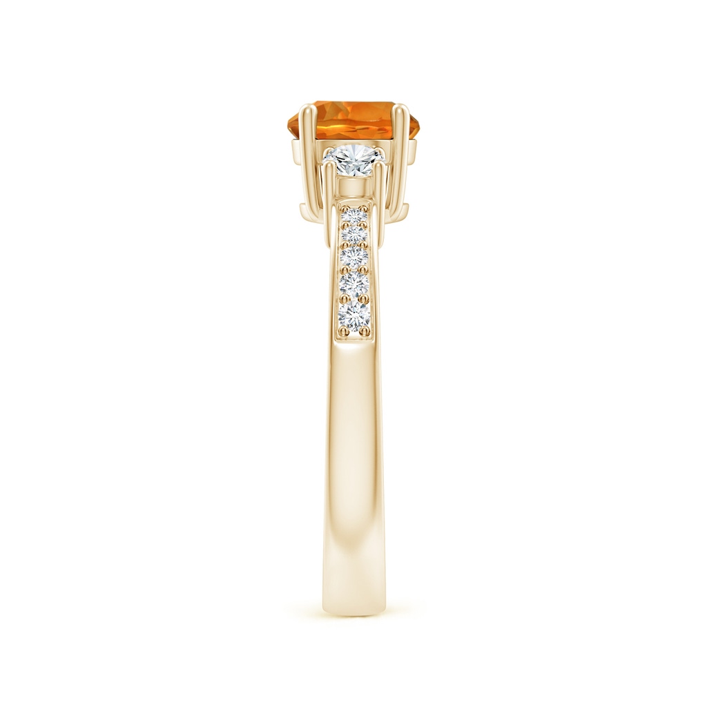 6mm AAAA Classic Three Stone Citrine and Diamond Ring in Yellow Gold Side-2