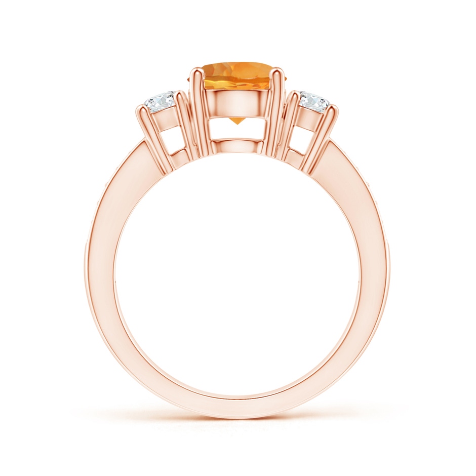 7mm AAA Classic Three Stone Citrine and Diamond Ring in Rose Gold side-1