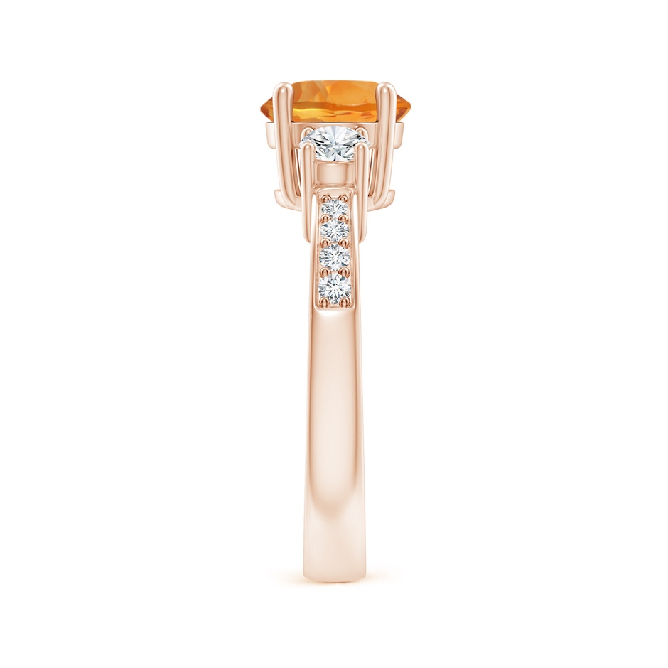 7mm AAA Classic Three Stone Citrine and Diamond Ring in Rose Gold side-2