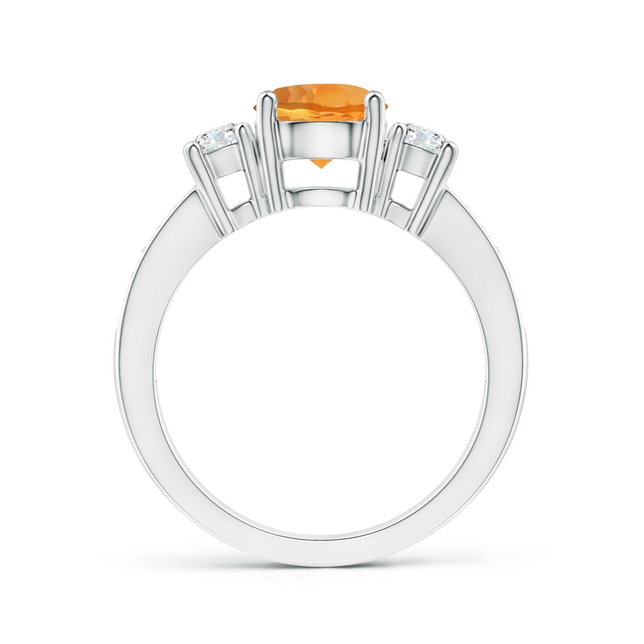 7mm AAA Classic Three Stone Citrine and Diamond Ring in White Gold side-1